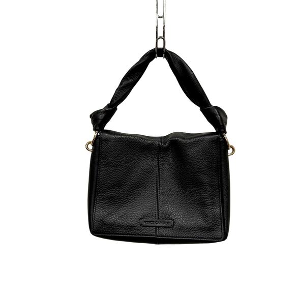 Vince Camuto Black Leather Hobo Shoulder Bag Gold Hardware Zip Lining - Picture 5 of 15